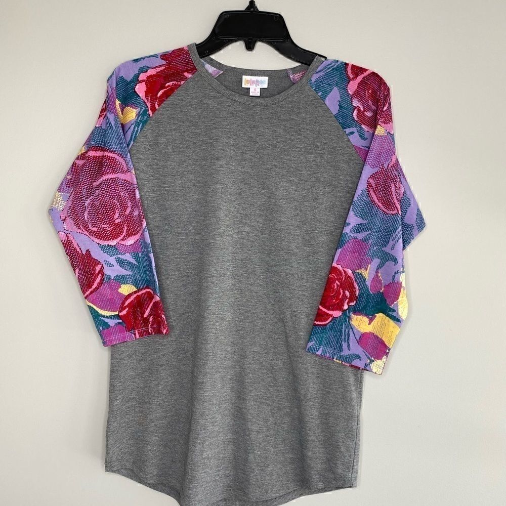LuLaRoe Randy Top Gray Purple Floral S‎